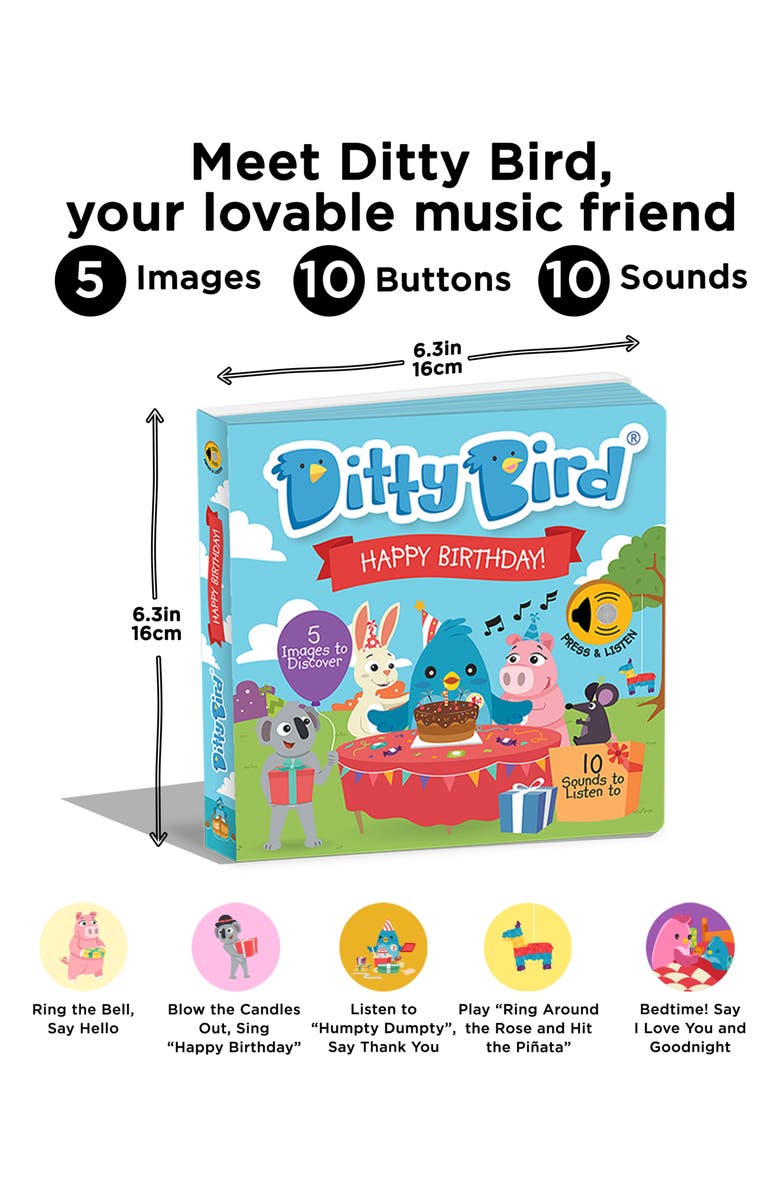 Ditty Bird Kids' Happy Birthday Interactive Musical Sound Book, Alternate, color, Blue