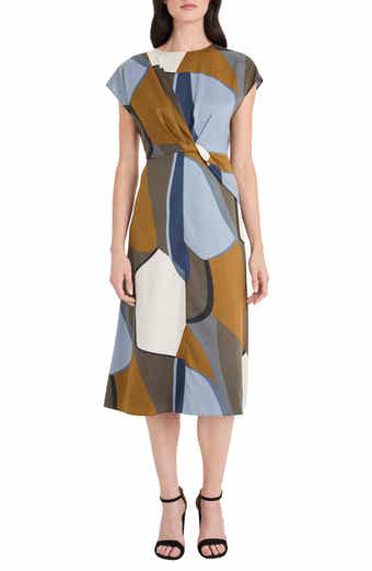 Maggy London Abstract Print Twist Detail Midi Dress