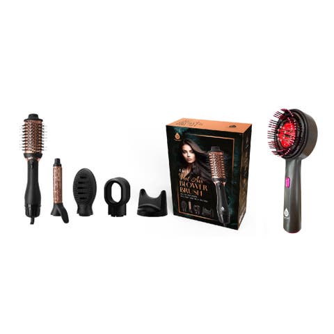 Hair Wellness Duo Hot Air Blower Brush & Pursonic 3-in-1 LED Therapy Scalp Brush
