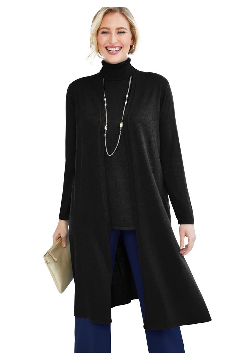 Carefree Cashmere Duster Sweater, Main, color, BLACK