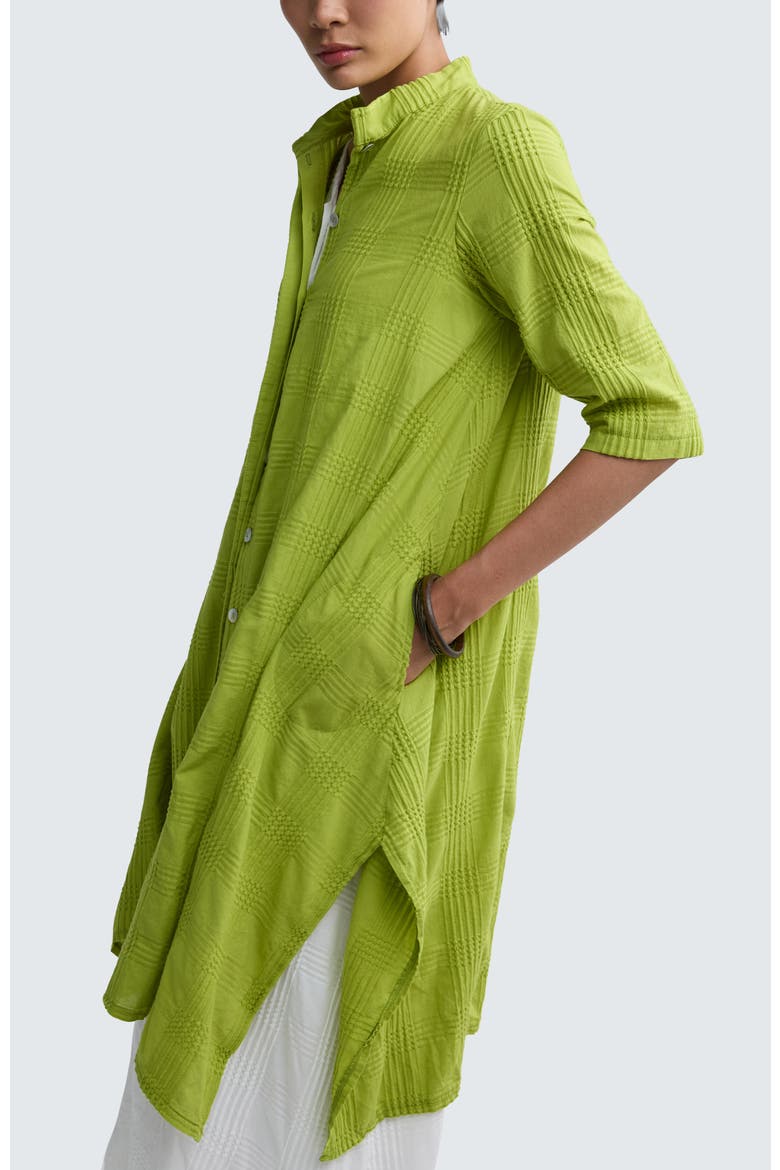 Vela Check-embroidered Shirt Dress, Alternate, color, Lime