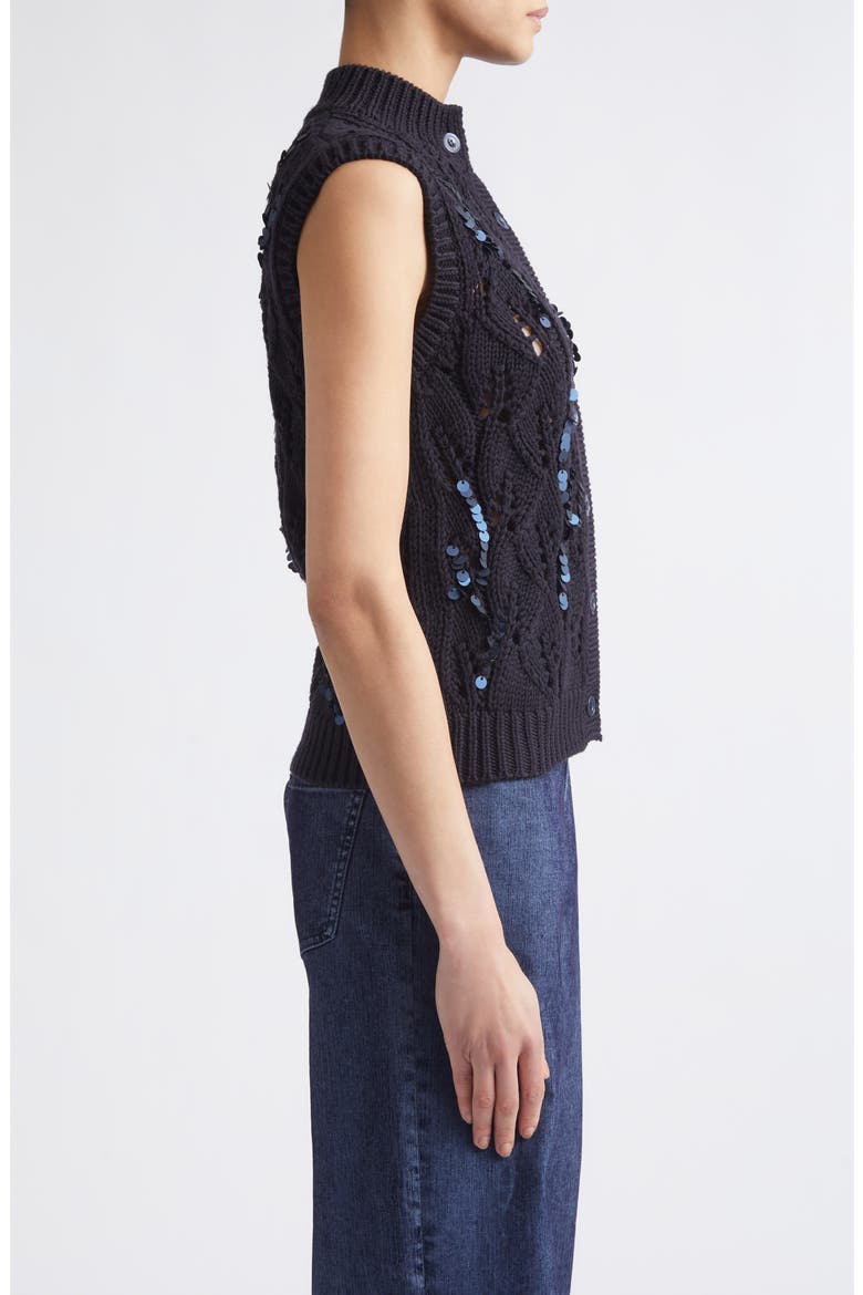 Sequin Detail Wool Cable Sweater Vest, Alternate, color, 177 AMETHYST