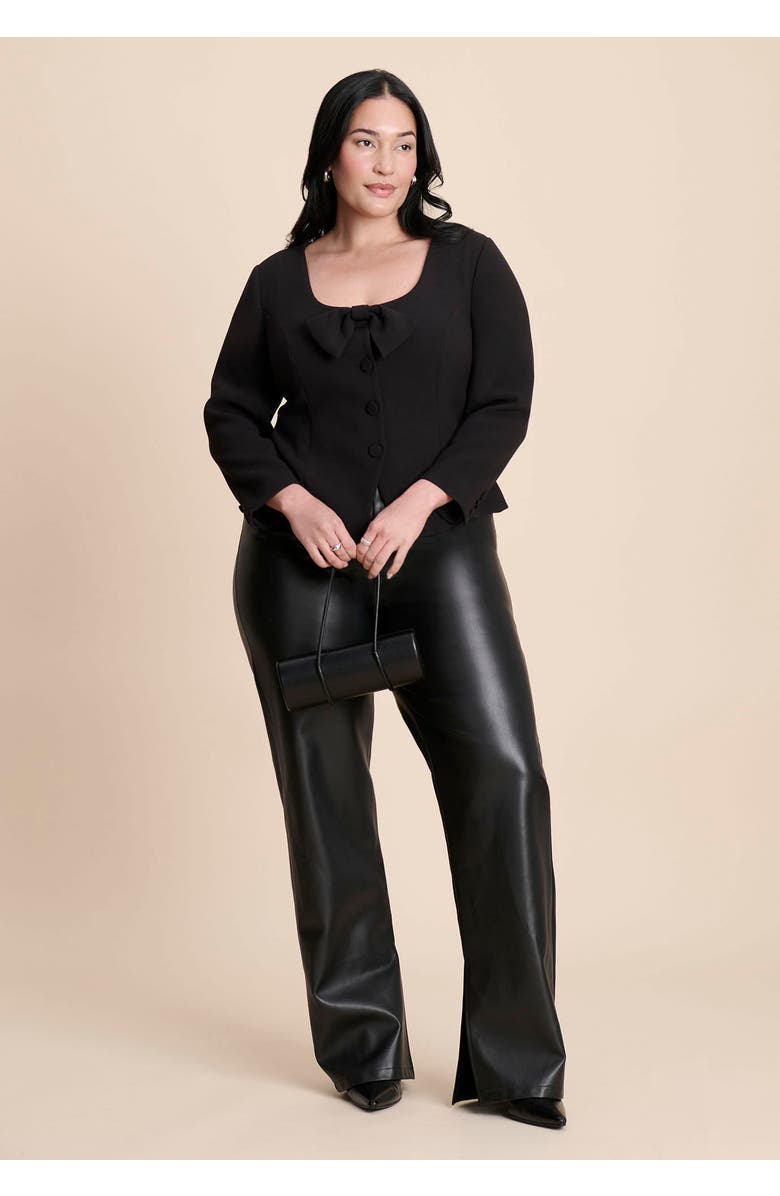 ELOQUII Scoop Neck Jacket With Bow, Alternate, color, Black Onyx