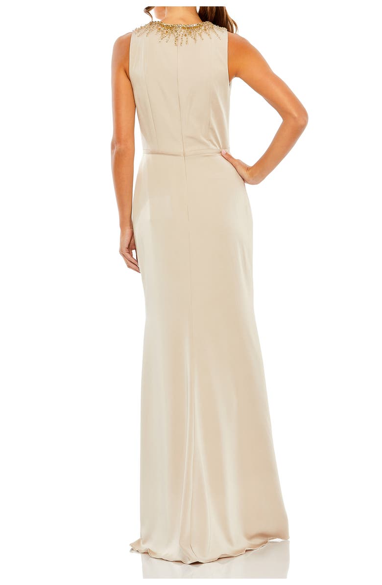 Mac Duggal Women's Embellished High-Neck Sleeveless Column Gown, Alternate, color, Champagne