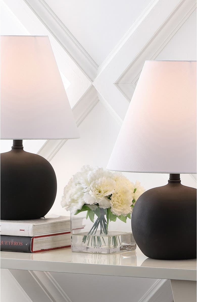 JONATHAN Y Asher 18.25" Minimalist Scandinavian Resin/Iron Gourd LED Table Lamp, Alternate, color, Matte Black