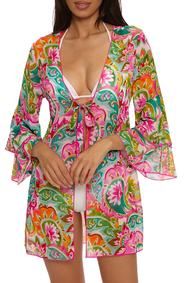 Becca La Vie Chiffon Cover-Up Tunic, Main, color, Pink