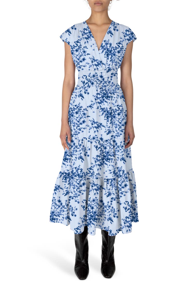 Derek Lam 10 Crosby Fatima Tiered Dress, Main, color, Cornflower Multi