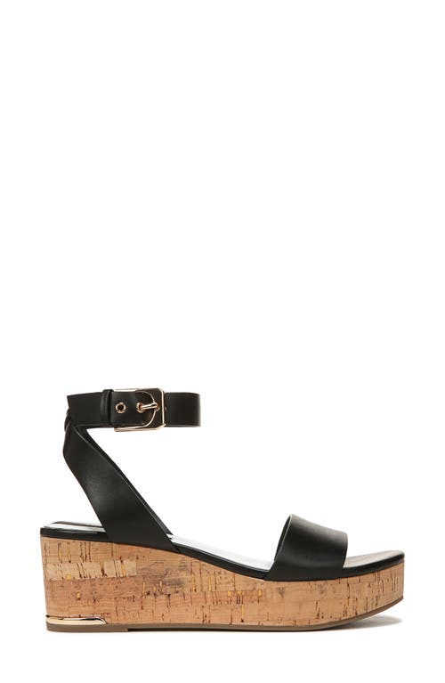 Franco Sarto Presley Womens Leather Ankle Strap Wedge Sandals In Black
