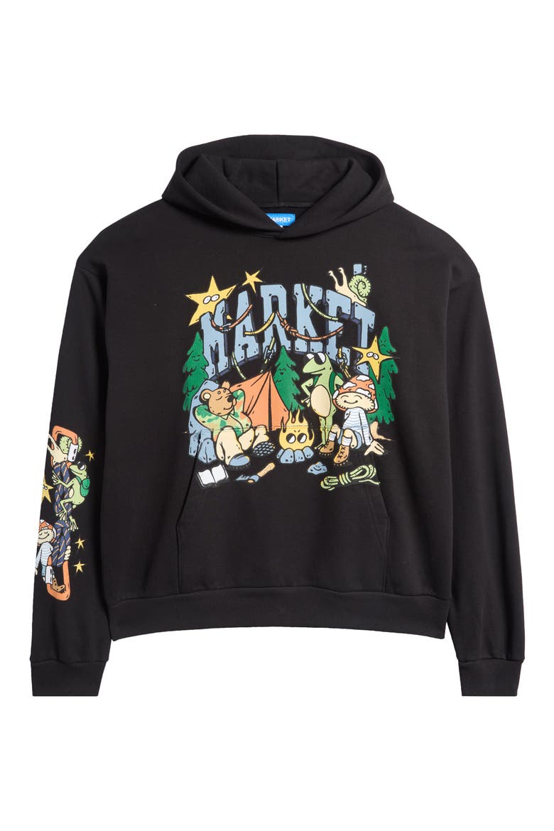 Back Country Buds Cotton Graphic Hoodie, Alternate, color, BLACK