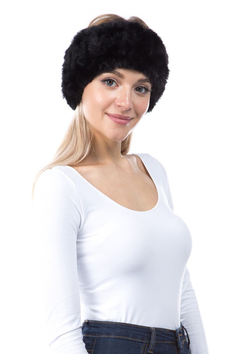 Faux Fur Headband, Alternate, color, BLACK