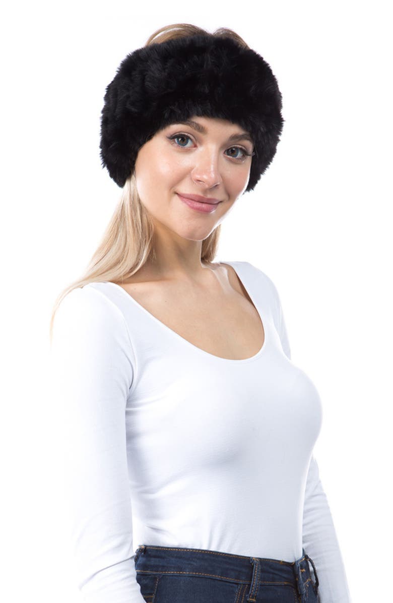 MARCUS ADLER Faux Fur Headband, Alternate, color, Black