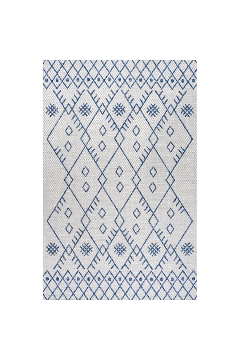 Boho Moroccan Indoor/Outdoor Area Rug, Main, color, Ivory/Navy