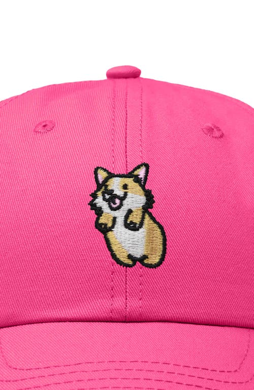 Dalix Leaping Corgi Embroidered Cap In Hot Pink