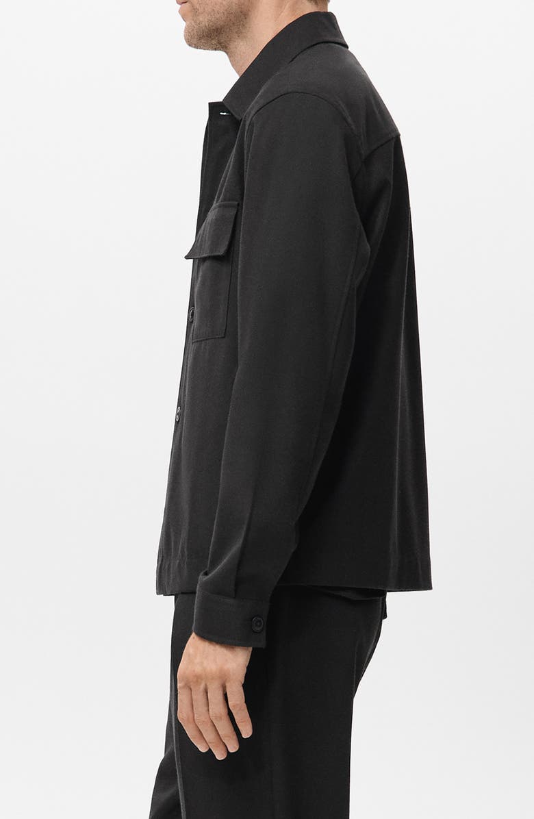MANGO Flannel Pocket Overshirt, Alternate, color, Black