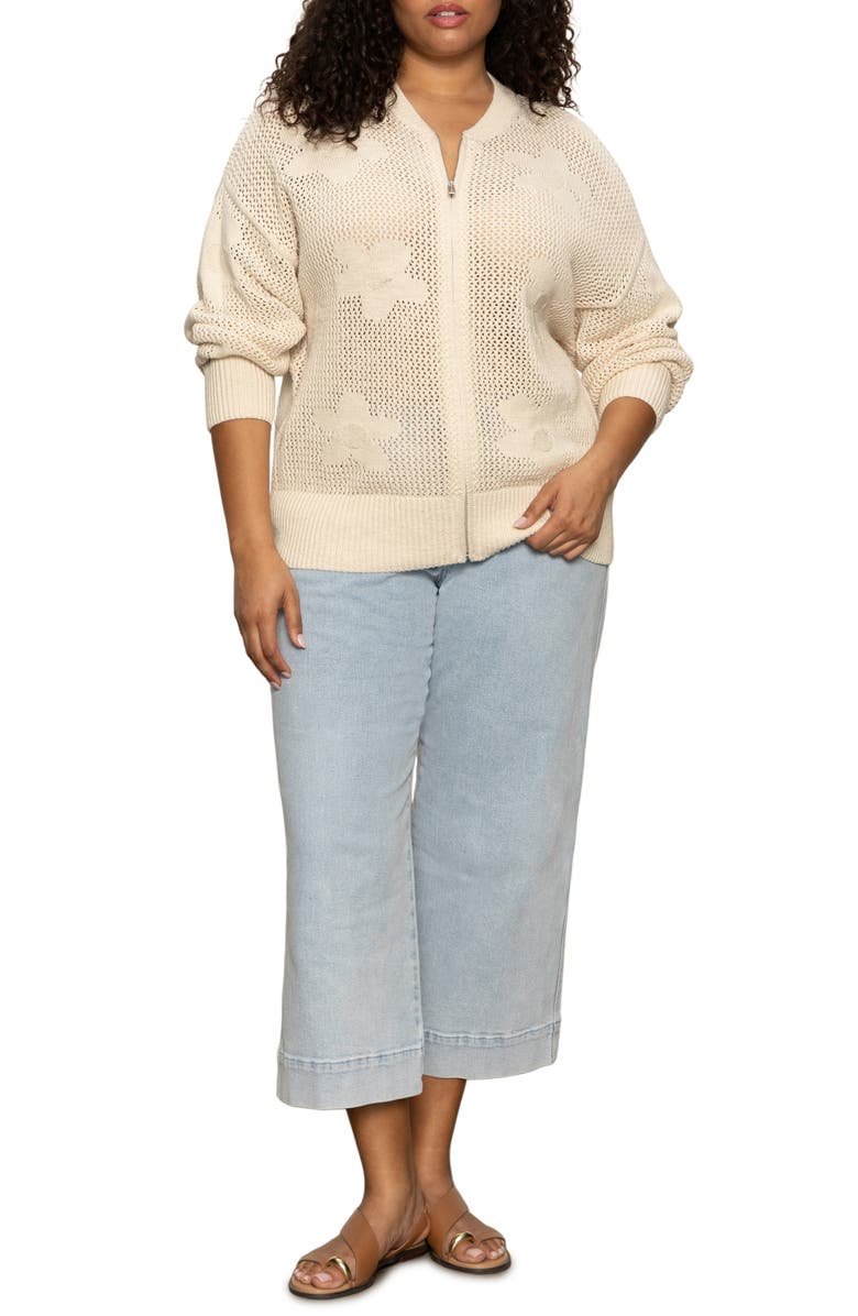 Sanctuary Flower Pop Cotton Zip Cardigan, Alternate, color,