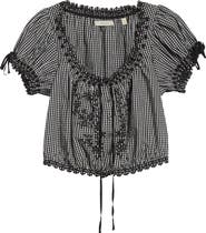 DÔEN Nera Eyelet Ruffle Organic Cotton Crop Top