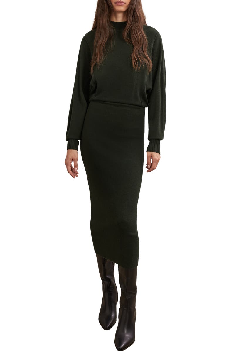 Reiss Suni Long Sleeve Midi Sweater Dress, Alternate, color, Dark Green