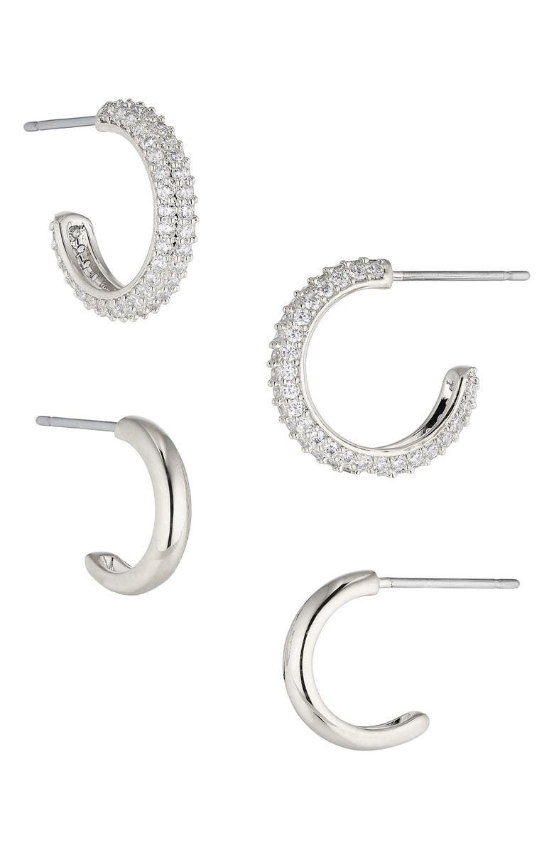 Nadri Pavé the Way Hoop Earrings Set, Main, color, 