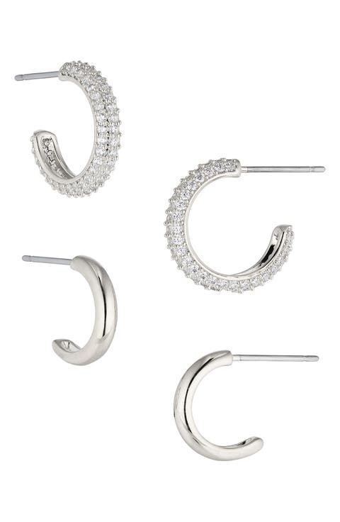 Pavé the Way Hoop Earrings Set