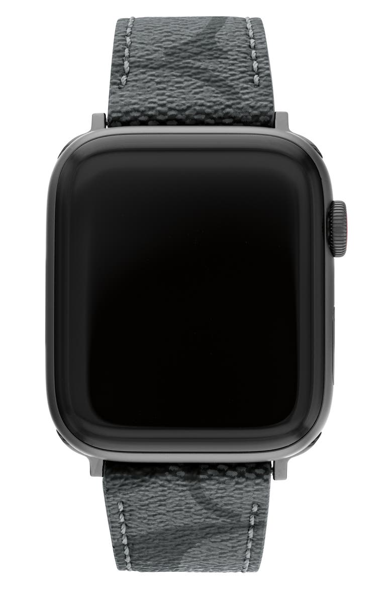 Signature Canvas Apple Watch® Watchband, Alternate, color, BLACK