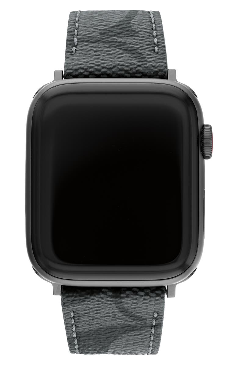 COACH Signature Canvas Apple Watch<sup>®</sup> Watchband, Alternate, color, Black