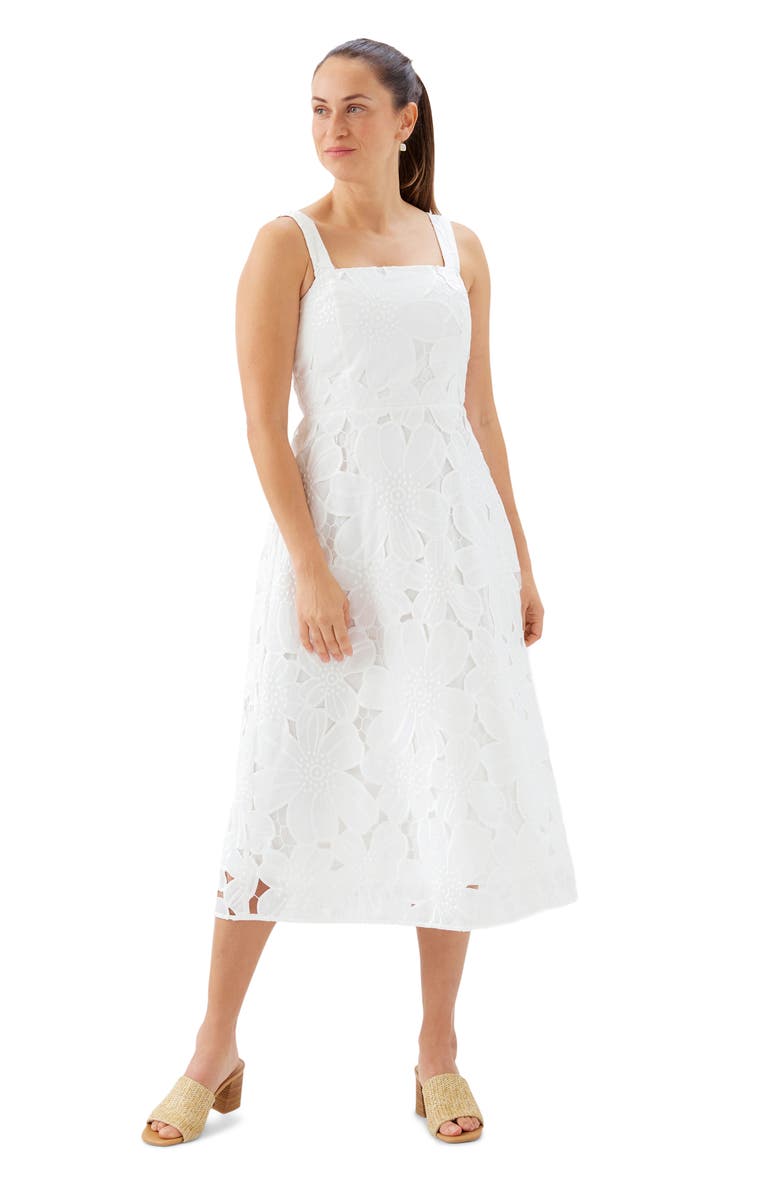 Karen Kane Embroidered Cutout Sundress, Alternate, color, Off White