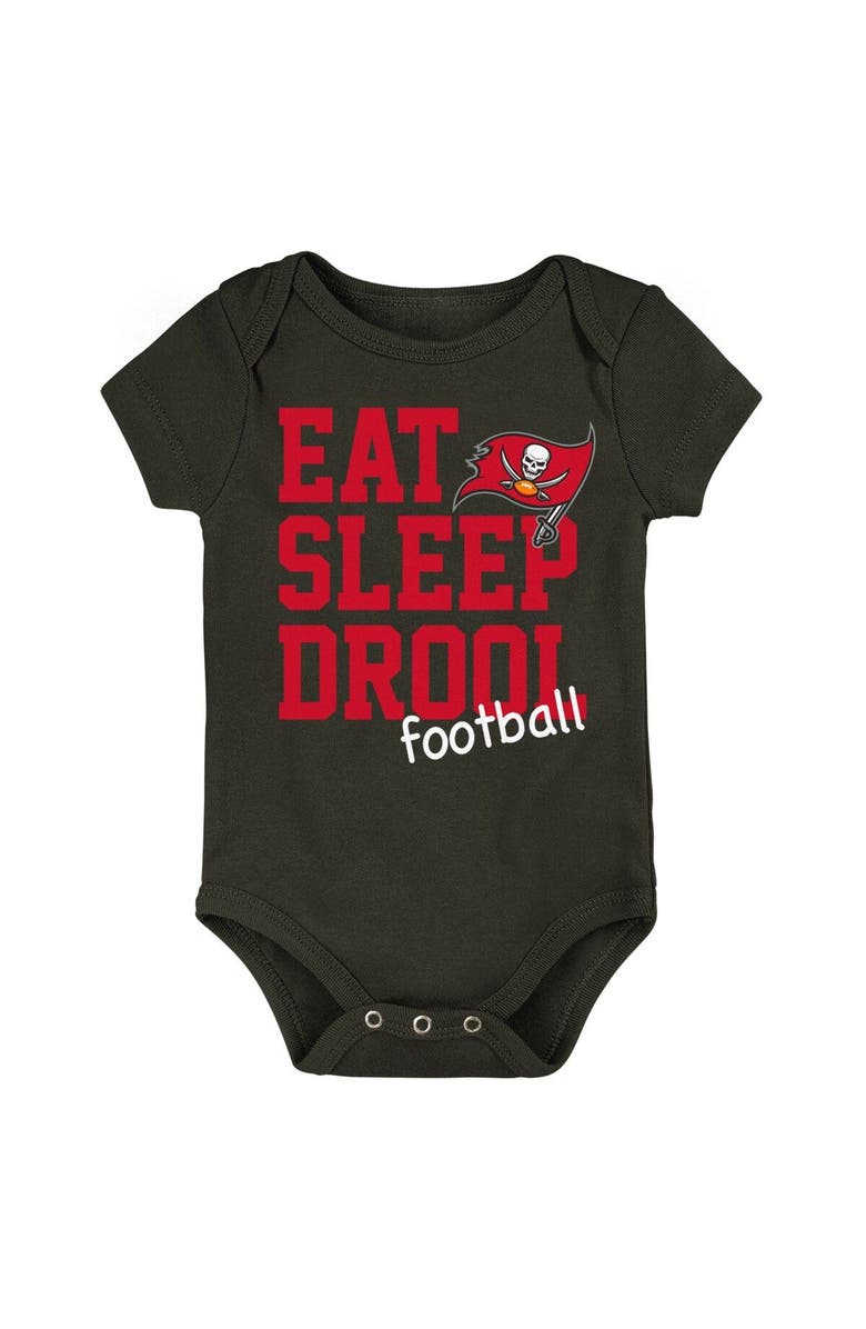 Outerstuff Newborn & Infant Red/Pewter/Heathered Gray Tampa Bay Buccaneers Three-Piece Eat Sleep Drool Bodysuit Set, Alternate, color, 