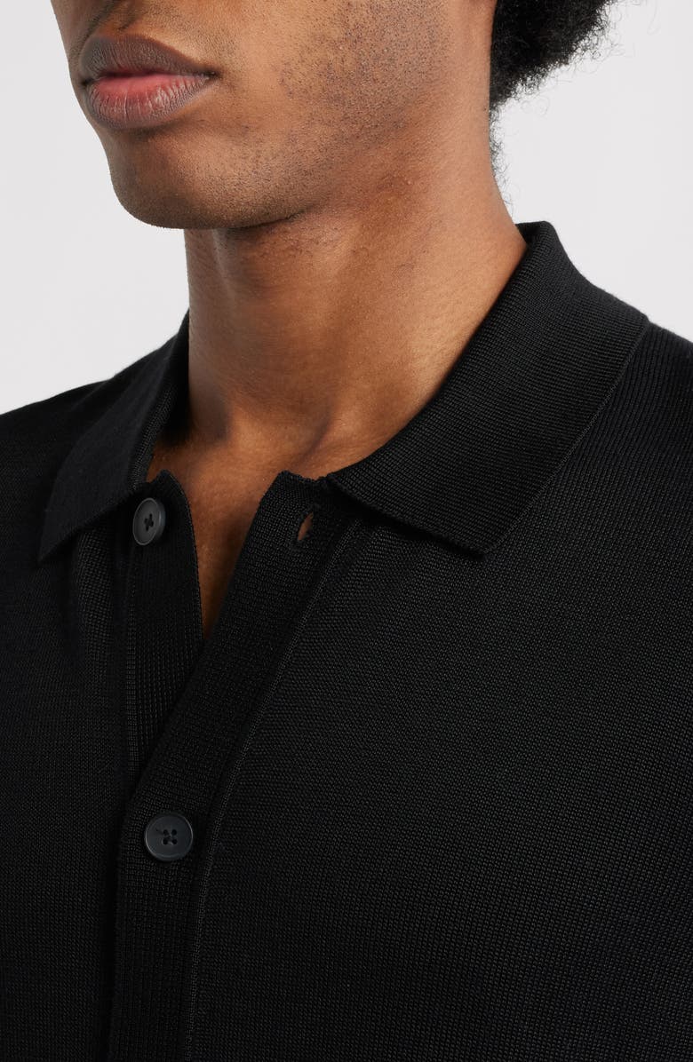 Open Edit Short Sleeve Button-Up Silk Cardigan, Alternate, color, Black