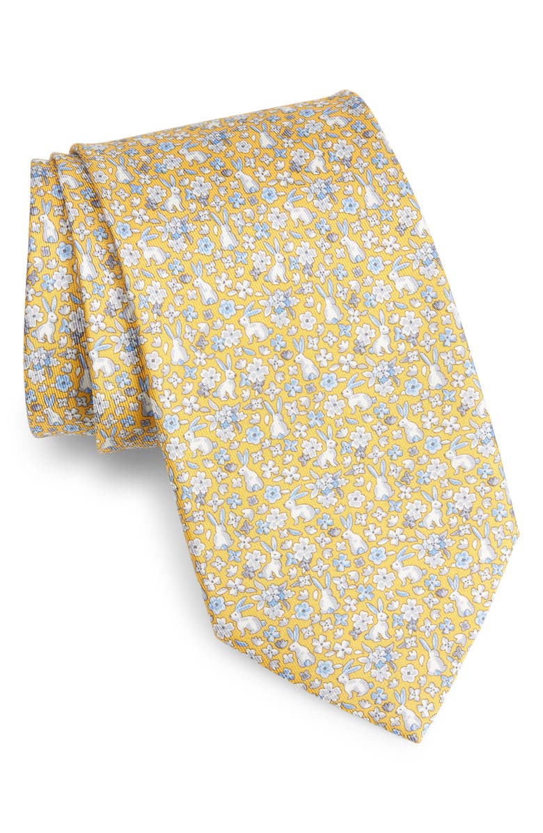 FERRAGAMO Rabbit Print Silk Tie, Main, color,