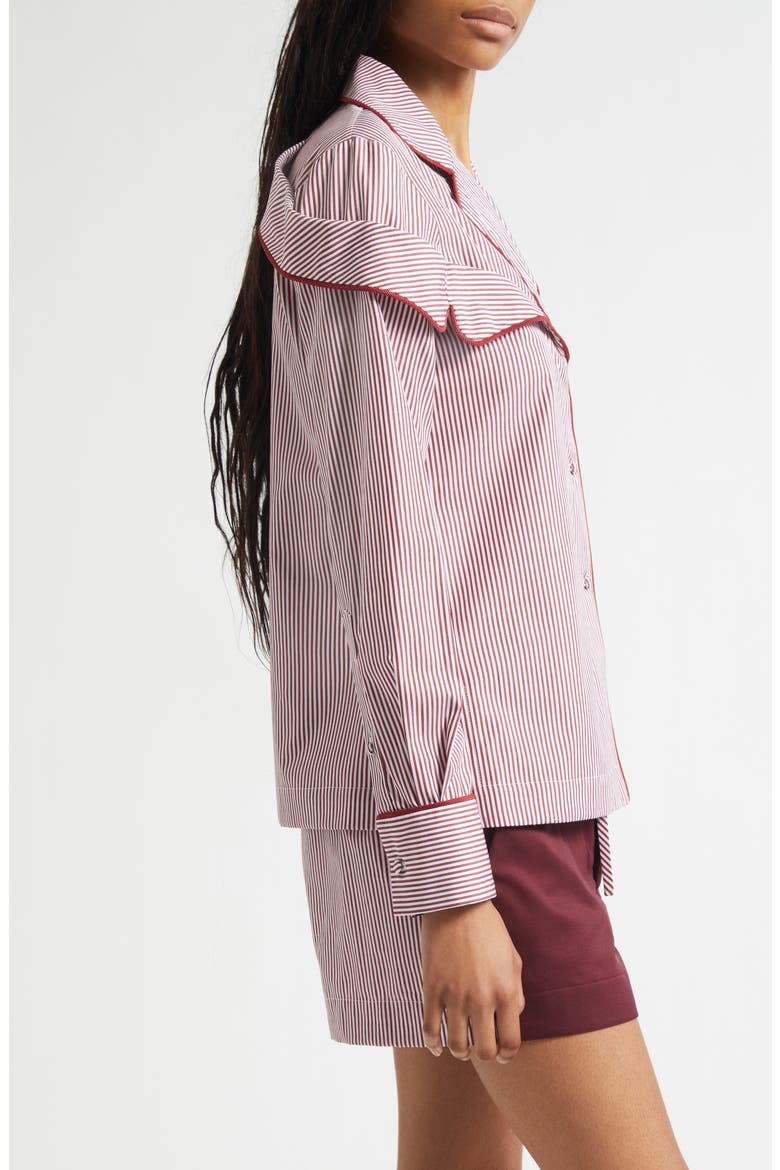 Deconstructed Pajama Top, Alternate, color, BURGUNDY/ WHITE
