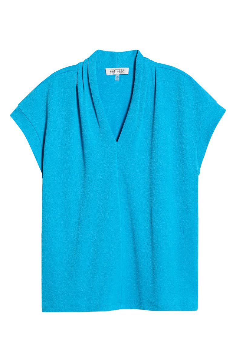 KASPER V-Neck Stretch Crepe Top, Main, color, Bright Azul