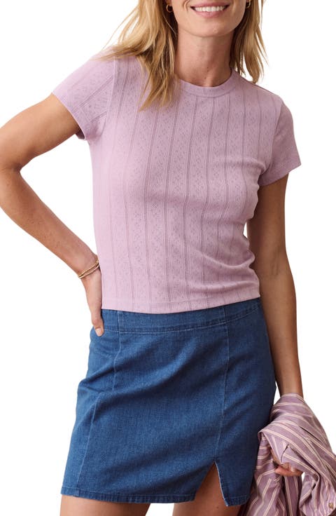 Lexi Pointelle Crewneck T-Shirt