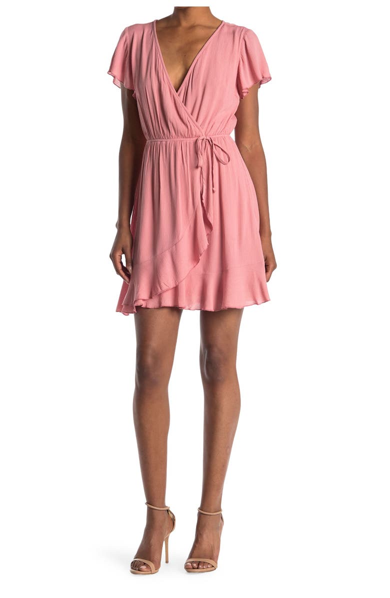 Susina<sup>®</sup> Flutter Sleeve Faux Wrap Dress, Main, color, 