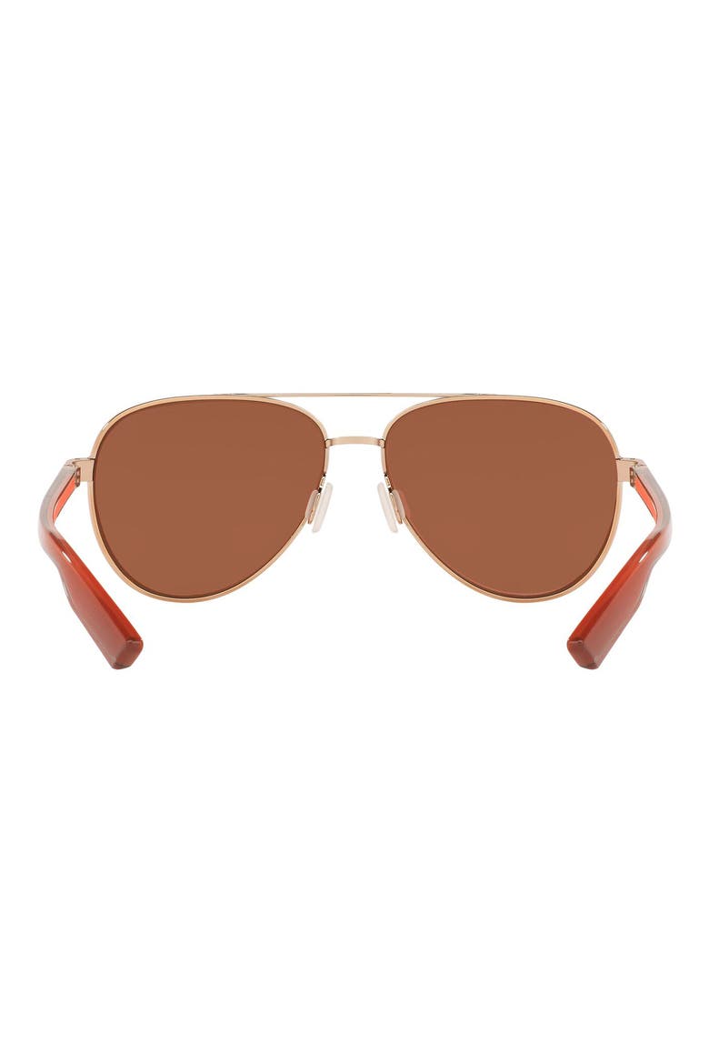 57mm Peli Polarized Pilot Sunglasses, Alternate, color, ROSE GOLD / COPPER SILVER 580P