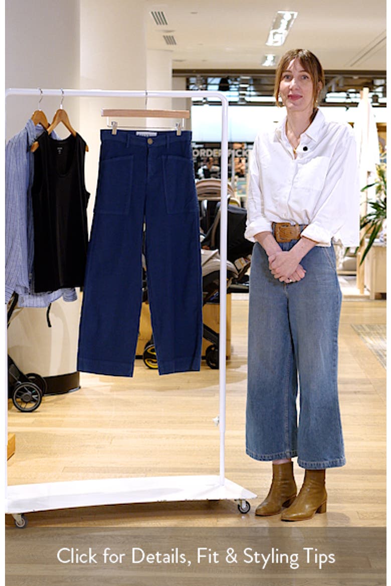 Stretch Cotton & Linen Crop Wide Leg Carpenter Pants video