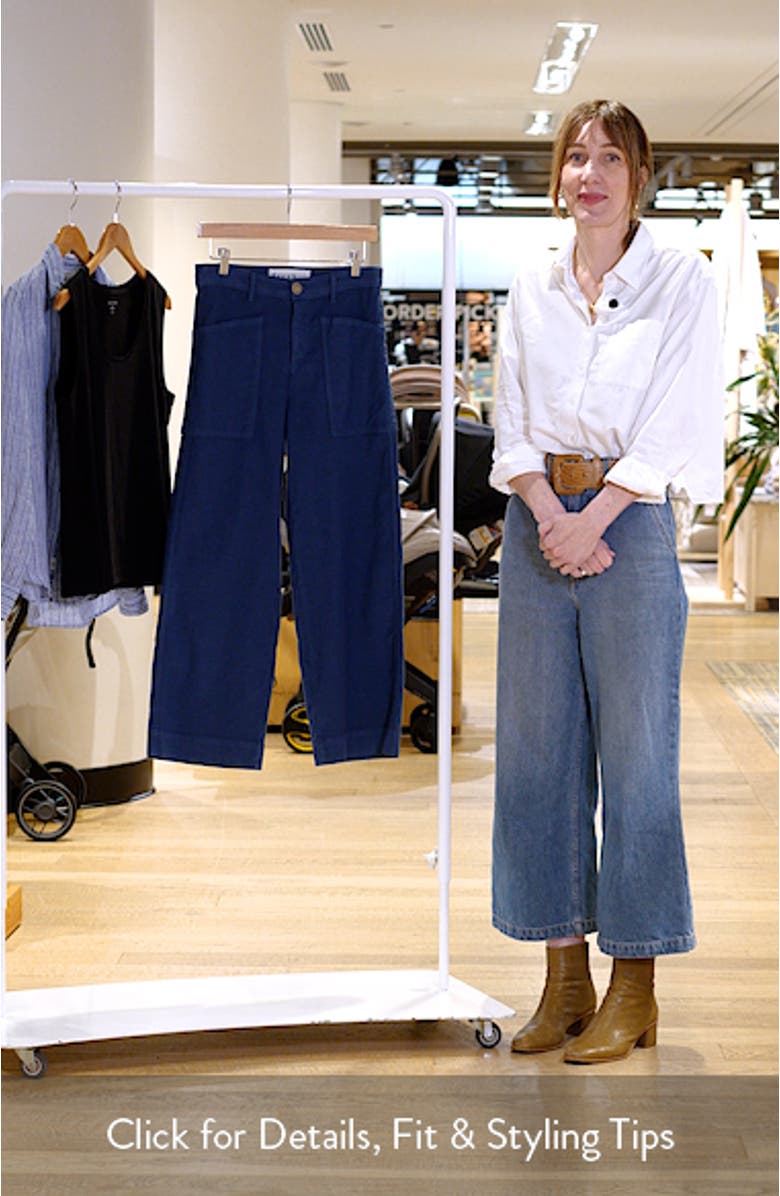 Stretch Cotton & Linen Crop Wide Leg Carpenter Pants, sales video thumbnail