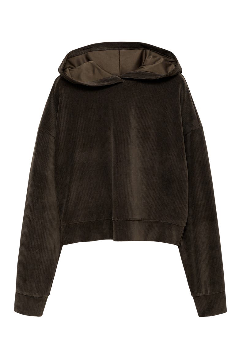 Corduroy Pullover Hoodie, Alternate, color, KHAKI