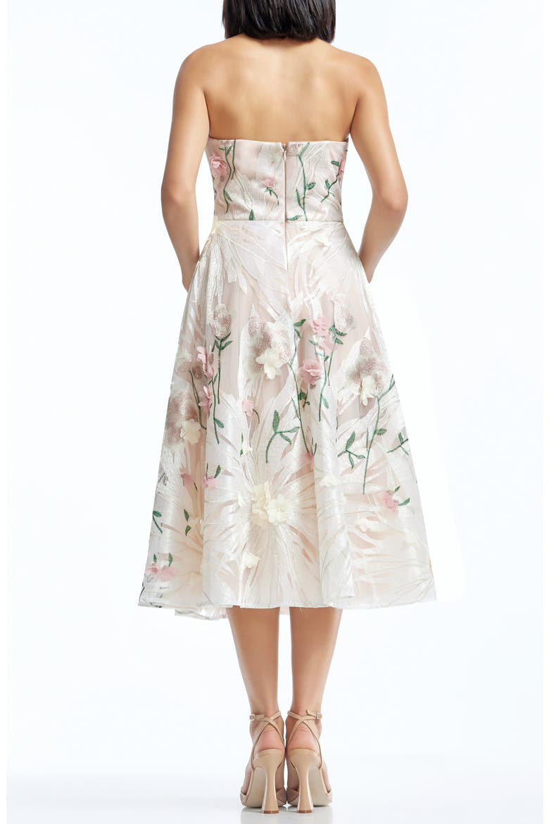 Kailyn Floral Appliqué Strapless Cocktail Dress, Alternate, color, PINK MULTI