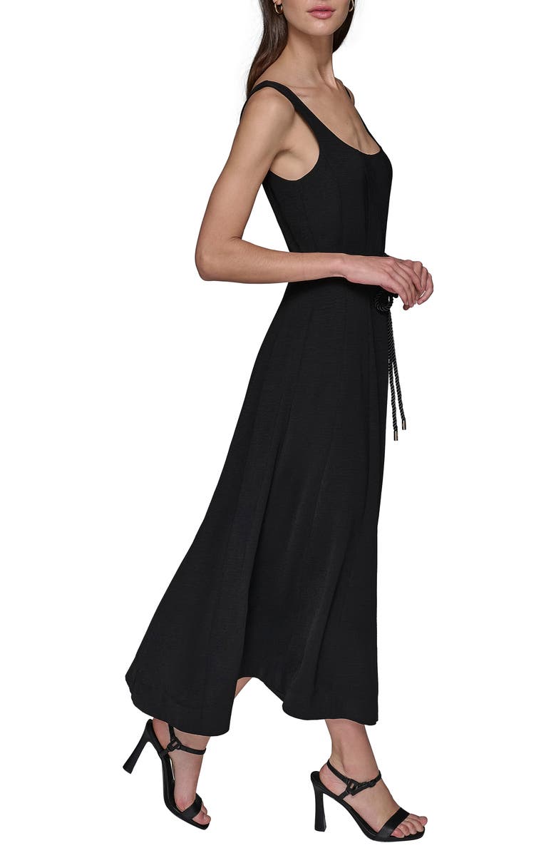 KARL LAGERFELD Aero Wash Square Neck Dress, Alternate, color, Black