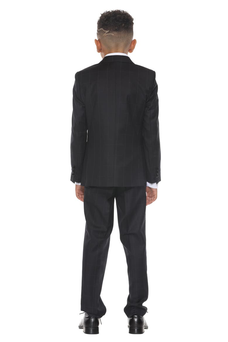 Kids' Windowpane Five-Piece Suit, Alternate, color, BLACK