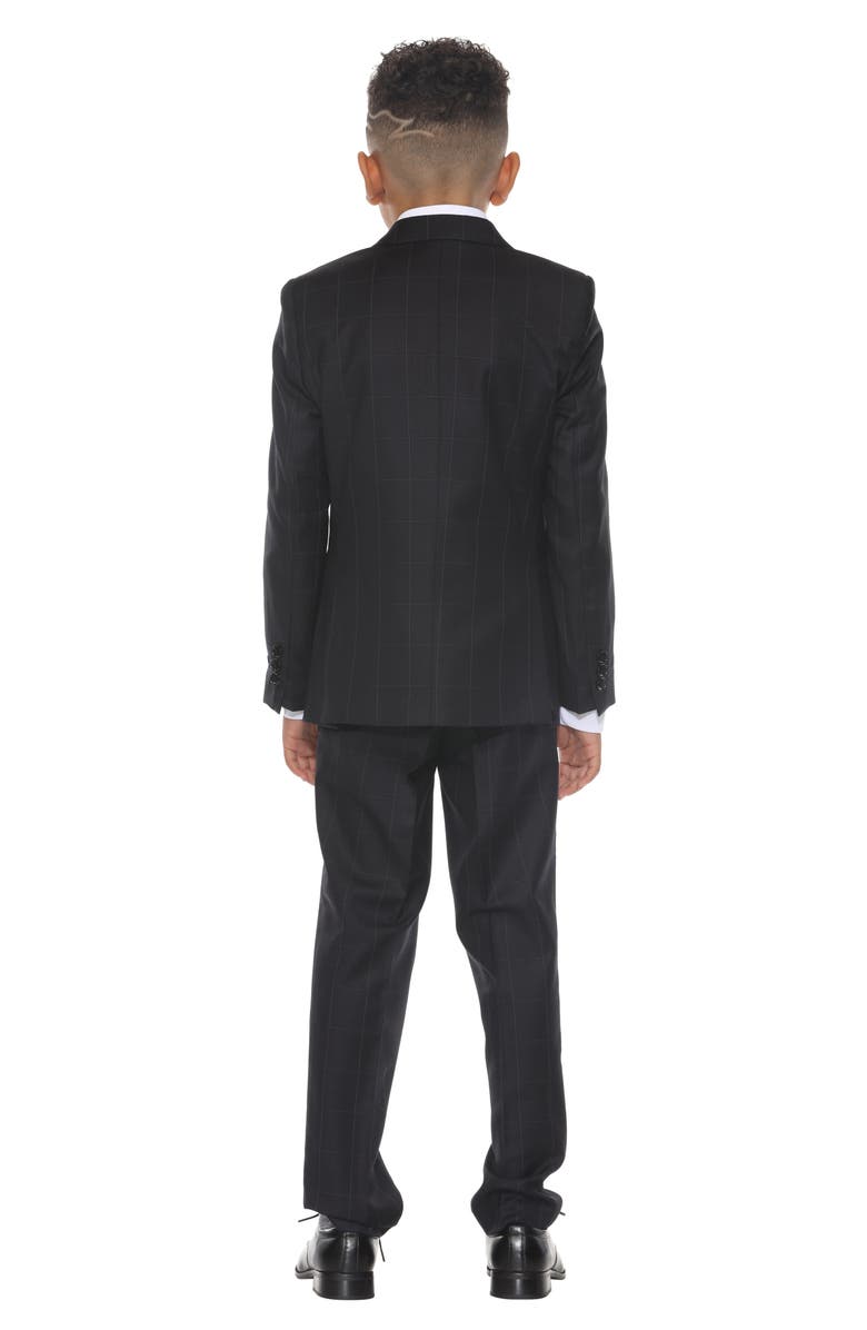 Perry Ellis Kids' Windowpane Five-Piece Suit, Alternate, color, Black