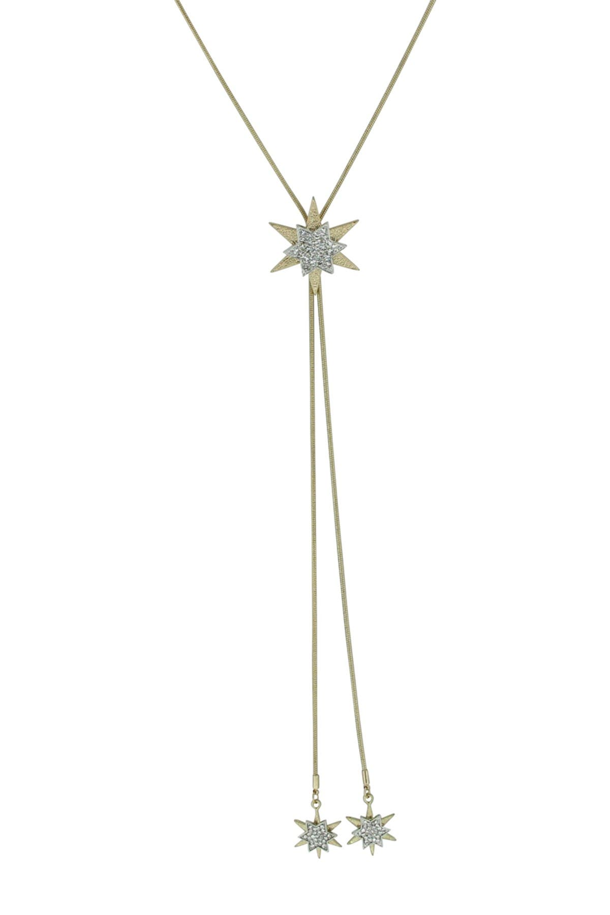 OLIVIA WELLES Brooke Gold Plated Pave Star Pendant Sliding Y-Necklace