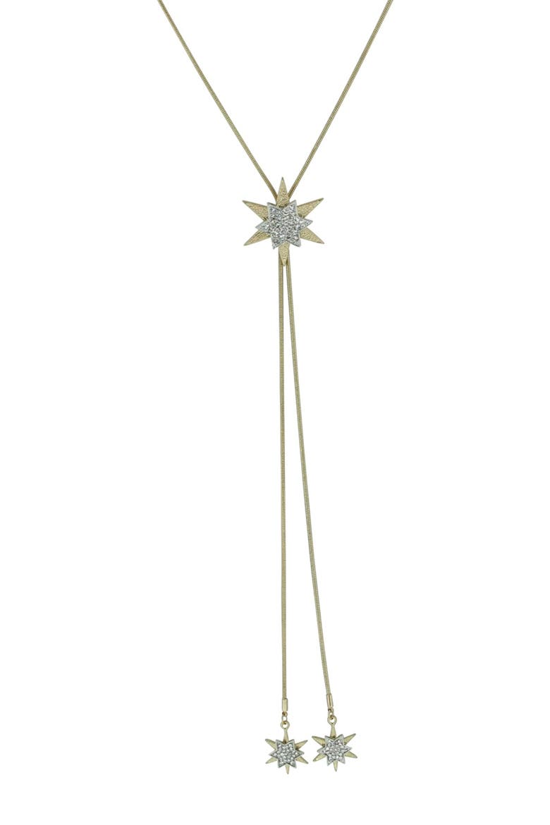 Brooke Gold Plated Pave Star Pendant Sliding Y-Necklace, Main, color, METALLIC