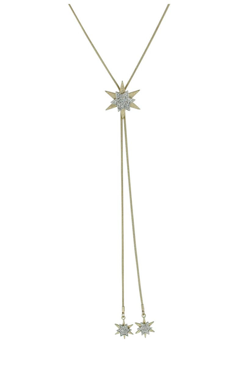 OLIVIA WELLES Brooke Gold Plated Pave Star Pendant Sliding Y-Necklace, Main, color, 