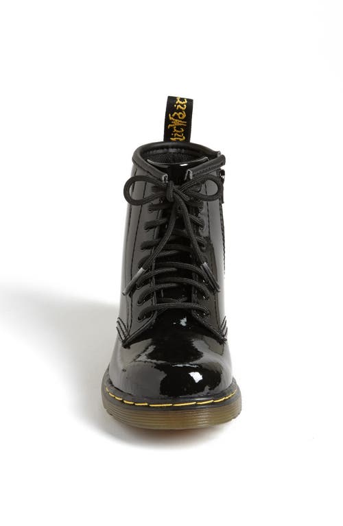 Dr. Martens' Dr. Martens Delaney Core Kids Senior Boots Colour: Black Patent, Size: Junior 4 In Black