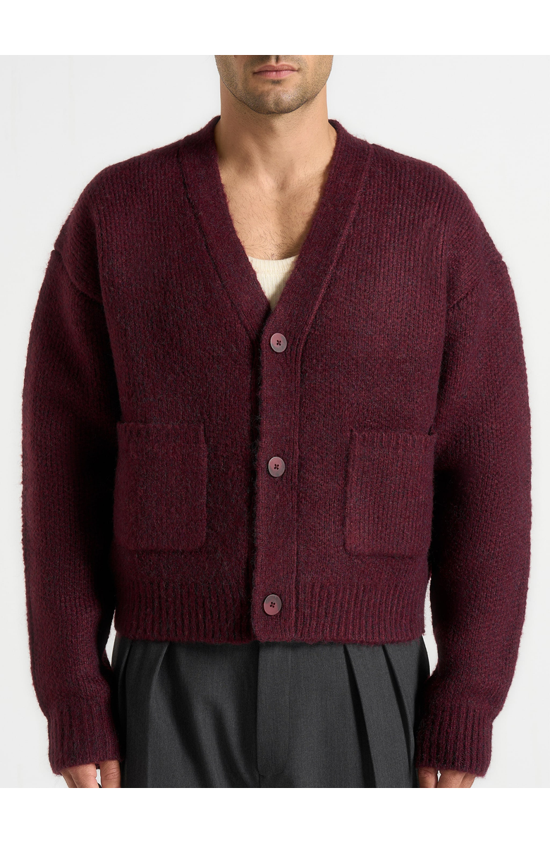 Manière De Voir Charlie Unisex Knitted Cardigan, Alternate, color, Wine Red