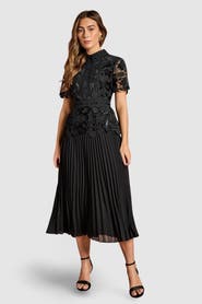 Coast Velvet Lace Collared Midi Dress