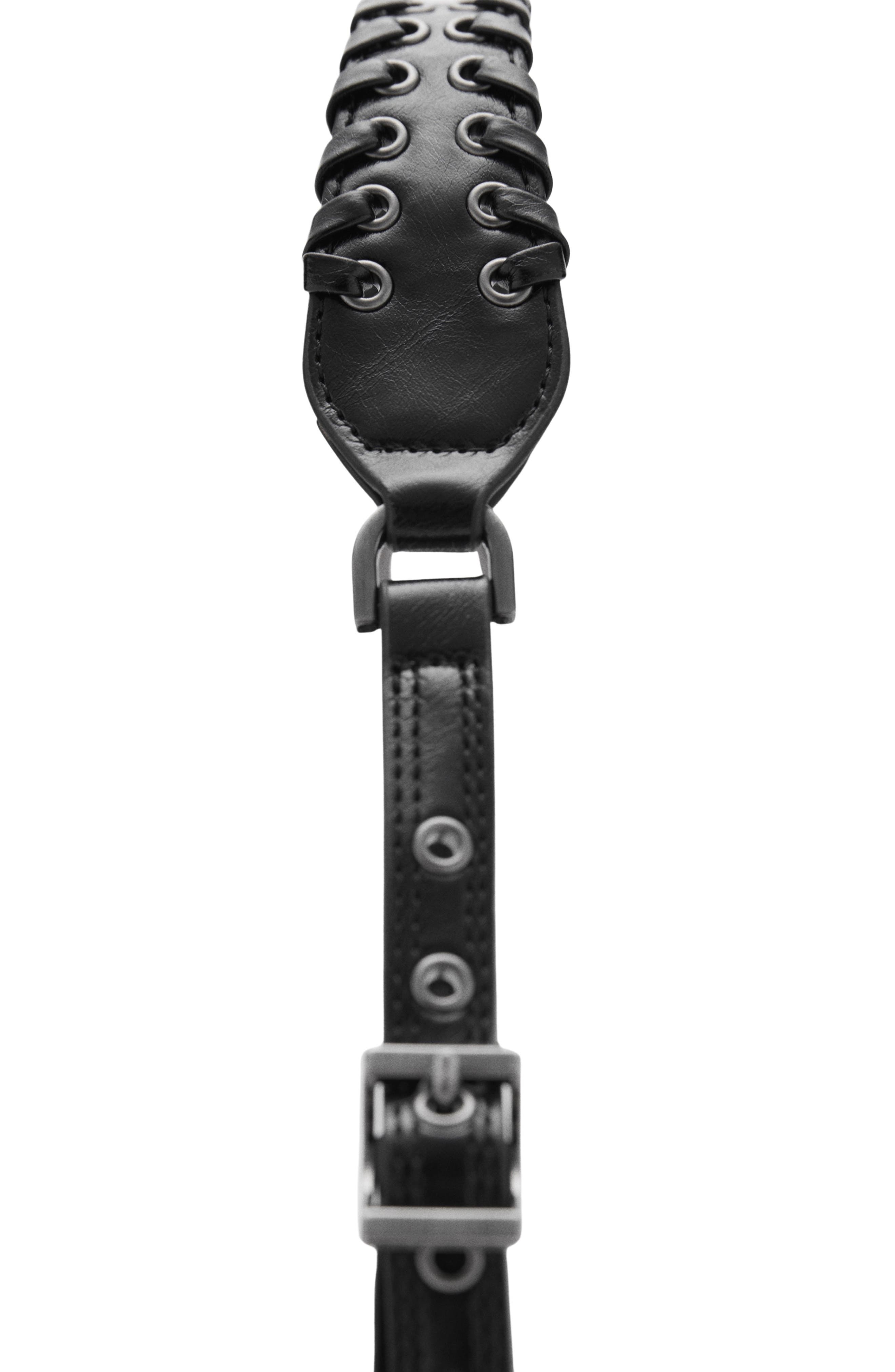 MANGO Buckle Detail Faux Leather Shoulder Bag, Alternate, color, 