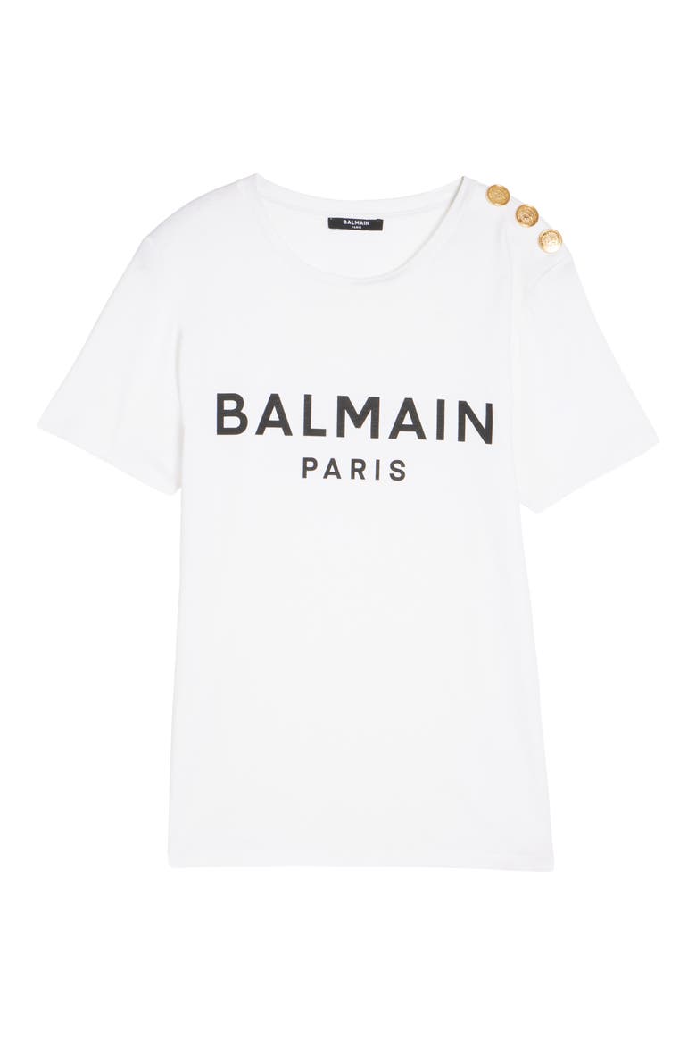 Button Shoulder Cotton Logo Graphic T-Shirt, Alternate, color, GAB WHITE/ BLACK