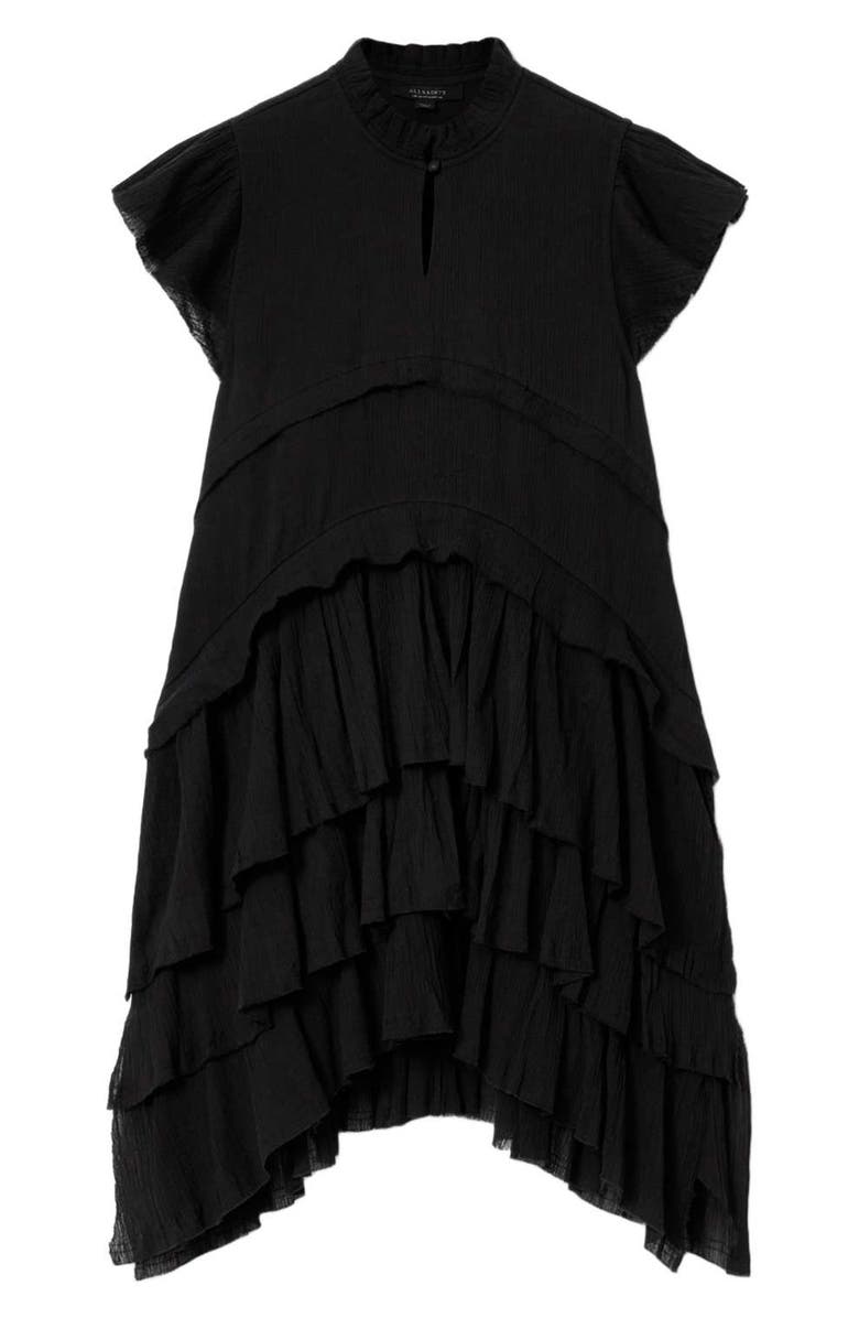 AllSaints Cavalry Layered Ruffle High-Low Dress, Alternate, color, Black